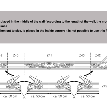 Tegning av taklist z40, z41 og z42 fra Deco Systems